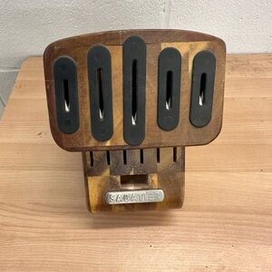 Empty Wooden Knife Block Holder – Sabatier – Countertop Storage No Knives
